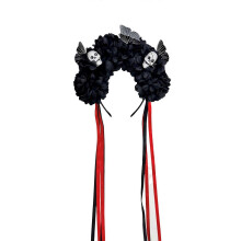 (Black) Halloween Skull Floral Headbands With Plastic Costume Hair Accessories For Costume Parties And Spooky Event Yellow