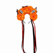 (O) Halloween Skull Floral Headbands With Plastic Costume Hair Accessories For Costume Parties And Spooky Event Yellow