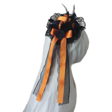 (Black orange) Dark Elegant Hair Clamps Highlighting Complex And Sateen Posies Perfect For Dark Wedding Themes Costuming Conventions White pink