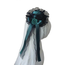(Black green) Dark Elegant Hair Clamps Highlighting Complex And Sateen Posies Perfect For Dark Wedding Themes Costuming Conventions White pink