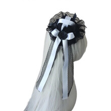 (Black white) Dark Elegant Hair Clamps Highlighting Complex And Sateen Posies Perfect For Dark Wedding Themes Costuming Conventions White pink