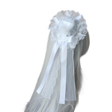 (White) Dark Elegant Hair Clamps Highlighting Complex And Sateen Posies Perfect For Dark Wedding Themes Costuming Conventions White pink