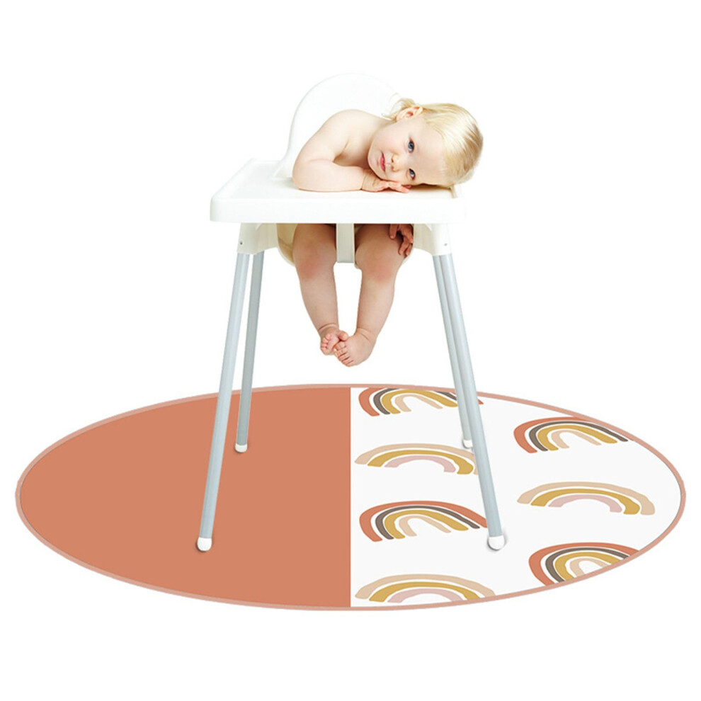 Baby Splat Floor Mat Under  Chair Round Splash Mat Diameter 130cm Waterproof Rainbow