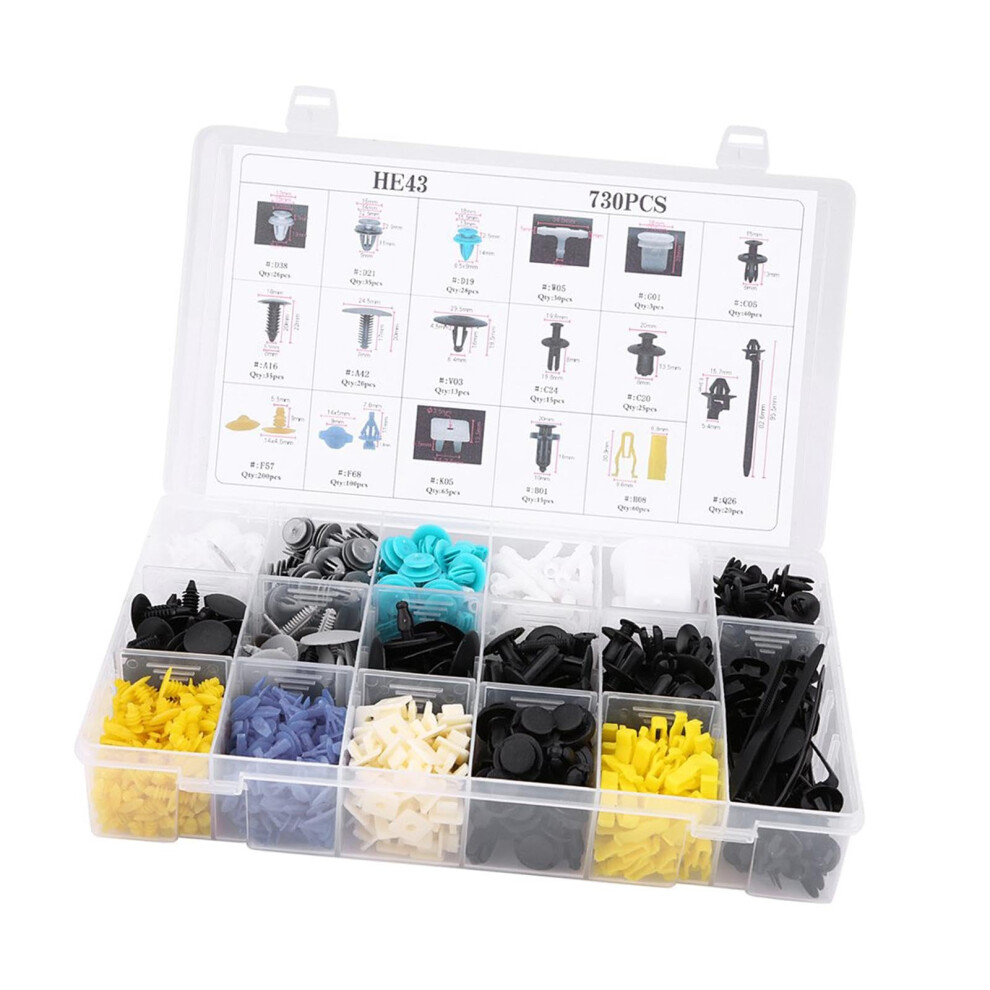 Retainer Clips 730Piece Auto Push Pin Rivets Set For Car Interior Panels, Automotive Fasteners 9347817748444