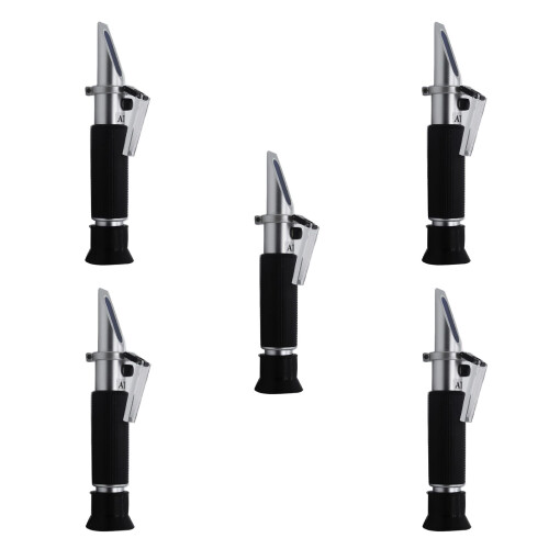 Beer Refractometer with ATC, Dual Scale Brix and Specific Gravity Tester 032% for Homebrewing, Black 5PCS