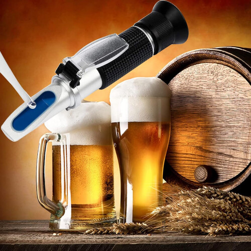 Beer Refractometer with ATC, Dual Scale Brix and Specific Gravity Tester 032% for Homebrewing, Black 5PCS 1