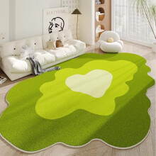 Washable Irregular Shape Area Rugs 60x90 cm Green Faux Wool Floor Mat Living Room Bedroom Kitchen Bathroom PetFriendly