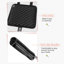 Non-stick Toasted Sandwich Maker with Insulated Handle - Black, Compact 36x16.5cm