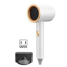 (US plug, White) Powerful Travel Hairdryer Diffuser Quick Drying Hot Cold Wind Hair Dryer for Normal/Curly Hair
