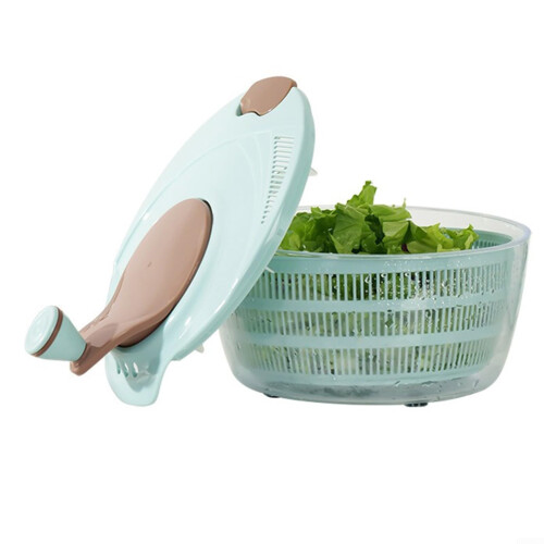 Speed Salad Spinner with NonSlip Base for Thorough Cleaning, Large Blue Stable Ring Design