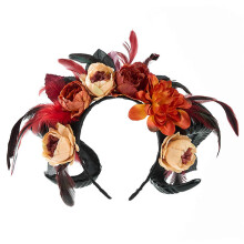 (B) Mysterious Black Rose Sheep Horn Hairband Breathable Plastic Headbands Hair Decors For Halloween Celebrations Concerts B