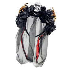 (Black) Halloween Mesh Arachnid Charm Wraith Flower Hairband Hair Hoop With Soft Fabric For Sensitive Skin And Children Use Red and white