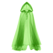 (130cm, Green) Sheer Hooded Cloak Long Wedding Shawl Breathable Sheer Shoulder Wrap For Summer Beach Wedding and Special Occasion  Red 150cm