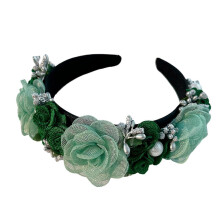 (Green) Girls Wide Headbands Elegant Lady Headwear Wide Hair Bands Accessories Spring Hair Bands Birthday Party Pink