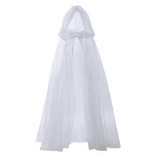 (150cm, CW) Sheer Hooded Cloak Long Wedding Shawl Breathable Sheer Shoulder Wrap For Summer Beach Wedding and Special Occasion  Red 150cm