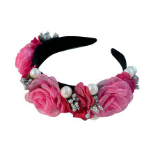 (rose Red) Girls Wide Headbands Elegant Lady Headwear Wide Hair Bands Accessories Spring Hair Bands Birthday Party Pink