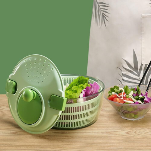 Speed Salad Spinner with NonSlip Base for Thorough Cleaning, Large Blue Stable Ring Design 1