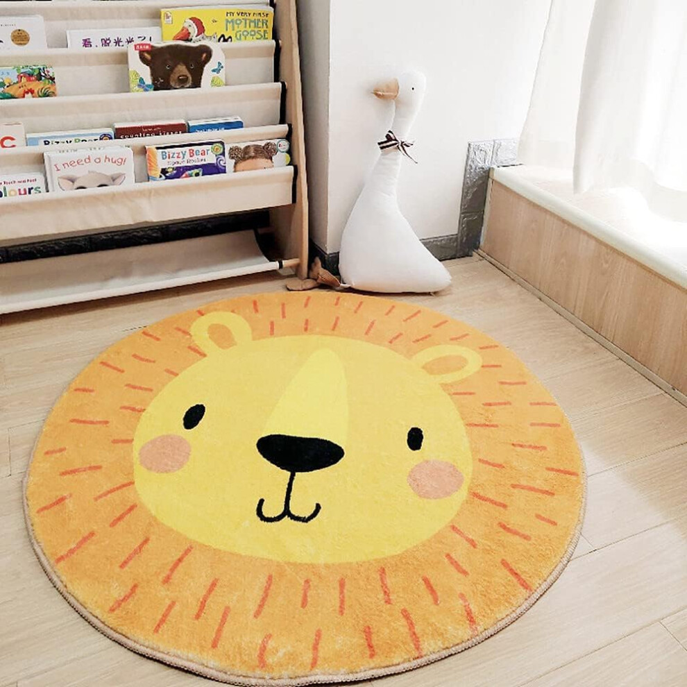 Kids Play Mat Round 47.2Inch Educational Alphabet NonSlip Nursery Rug For Children Toddlers Lion2