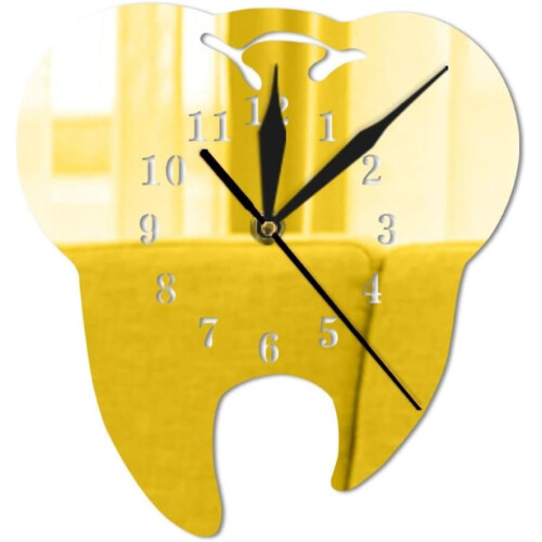 Acrylic Teeth Mirror Wall Clock Gold Finish  Chic Modern Style, Quartz Movement, Battery Powered 1