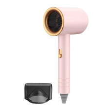 (UK plug, Pink) Powerful Travel Hairdryer Diffuser Quick Drying Hot Cold Wind Hair Dryer for Normal/Curly Hair