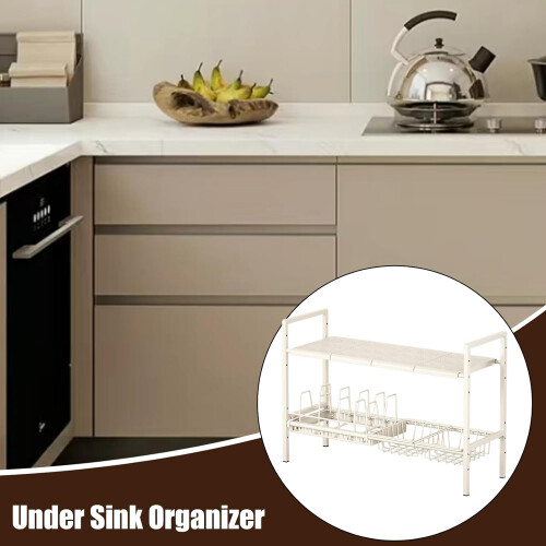 Under Sink Organizer Expandable Double Layer Rack 53 x 48.5 x 25 cm Sturdy Space Saving Under Wash Basin Storage 1