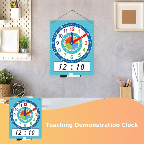Learning Clock for Kid Writable Time Teaching Clock With Pen Silent NonTicking Quartz Wall Clock For Classrooms And Home 2