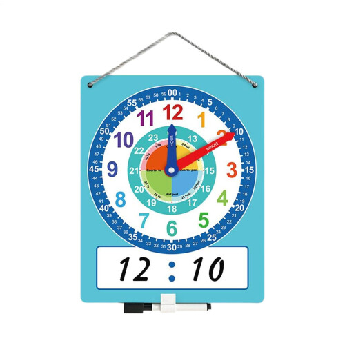 Learning Clock for Kid Writable Time Teaching Clock With Pen Silent NonTicking Quartz Wall Clock For Classrooms And Home