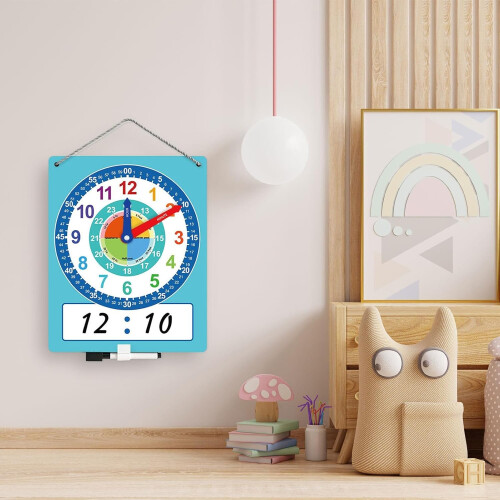Learning Clock for Kid Writable Time Teaching Clock With Pen Silent NonTicking Quartz Wall Clock For Classrooms And Home 1