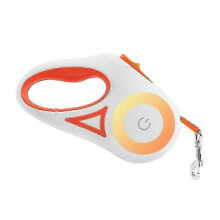 (Orange) 5m Automatic Retractable Dog Leash LED Luminous Leading Fashion Light Straps For Dog Puppy Pet Flexi Walking Running Lead