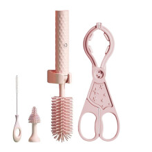 (4pcs Set, Pink) Electric Silicone Bottle Brush 360 Rotating Water Bottle Cleaning Brush Bottle Cleaning Brush