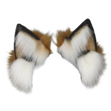 (Camel white A) COSPLAY Kitten Ears Animal Ear Headband Furry Kitten Carnivals Party Handmade Furry Party Costume Beast