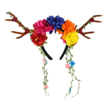 (E) Women Girls Cute Christmas Elk Horn Shape Headband Festival Hair Hoop for Party Performance Unisex Flower Headpiece Liquor
