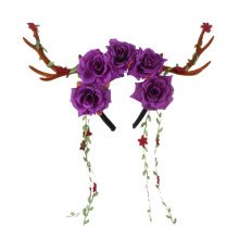 (B) Women Girls Cute Christmas Elk Horn Shape Headband Festival Hair Hoop for Party Performance Unisex Flower Headpiece Liquor