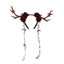 (Liquor) Women Girls Cute Christmas Elk Horn Shape Headband Festival Hair Hoop for Party Performance Unisex Flower Headpiece Liquor