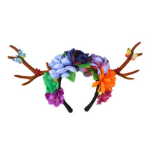(A) Women Girls Cute Christmas Elk Horn Shape Headband Festival Hair Hoop for Party Performance Unisex Flower Headpiece Liquor