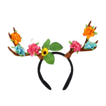 (D) Women Girls Cute Christmas Elk Horn Shape Headband Festival Hair Hoop for Party Performance Unisex Flower Headpiece Liquor