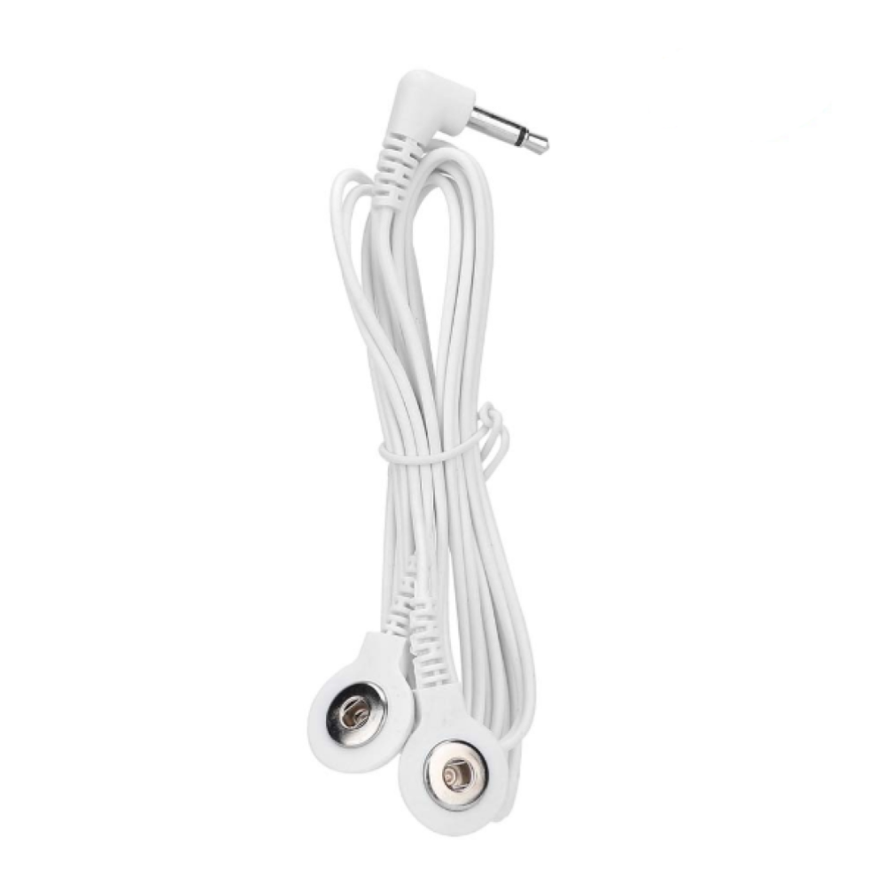 Replacement Premium Tens Lead Wires, Electrotherapy Tens/Ems Lead Wires With 2 Buttons, Shielded 5Mm Plug To 4 Snap 3.5Mm Connectors For Tens Ems 9358999867380