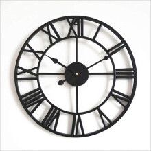 Wall Clock Outdoor Garden Clock Large Open Face Metal Copper Finish, Roman Numerals, 20 Inch (50 CM), Copper Noir 40 CM