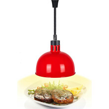 Heat Lamp Pendant For Food Buffet - Retractable Restaurant Heating Lamp, Adjustable Height, Stainless Steel, 1500W