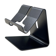 Space Saving Tablet Stand Aluminum Base Secure Phone Holder Tablet And Phone Compatible For Video Meetings Black