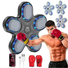 (Black) Smart Music Boxing Machine with Boxing Gloves, 9 Speeds Interactive Wall Boxing Bag Home Training Target for Adults Teens