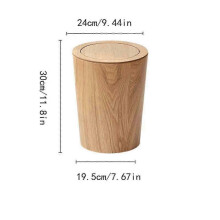 (Flat Top Dark Color) Wooden Flip-Top Trash Can Home Hotel Trash Can Living Room Bedroom With Lid Flip-Top Paper Can