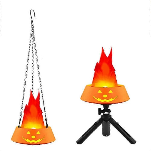(Orange) 3D Fake Flame Lamp,110V Electric Campfire Artificial Flickering Flame Table Lamp