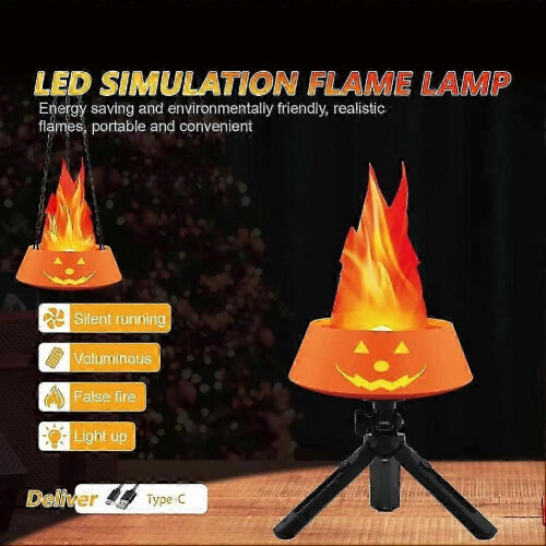 (Black) 3D Fake Flame Lamp,110V Electric Campfire Artificial Flickering Flame Table Lamp 1