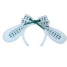 (Dark green) Lolita Bunny Headband Rabbit Hair Hoop Lolita Headwear Bunny Hair Clip Girl Sweet Plush Hair Bands Children Bows Decor Blue