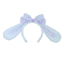 (Purple) Lolita Bunny Headband Rabbit Hair Hoop Lolita Headwear Bunny Hair Clip Girl Sweet Plush Hair Bands Children Bows Decor Blue
