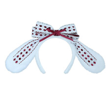 (Jujube red) Lolita Bunny Headband Rabbit Hair Hoop Lolita Headwear Bunny Hair Clip Girl Sweet Plush Hair Bands Children Bows Decor Blue