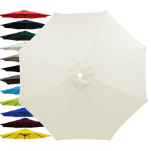 10FT 6Rib Patio Umbrella Replacement Canopy Waterproof UV Protection Outdoor Parasol Cover White