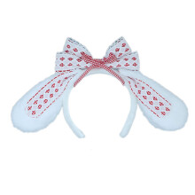 (Red barrier) Lolita Bunny Headband Rabbit Hair Hoop Lolita Headwear Bunny Hair Clip Girl Sweet Plush Hair Bands Children Bows Decor Blue