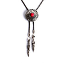 (Red turquoise gun co) Bolo Tie for Men Western Masquerade Necktie with Alloy Star/Turquoise Buckle Decors Masquerade Costume Accessories